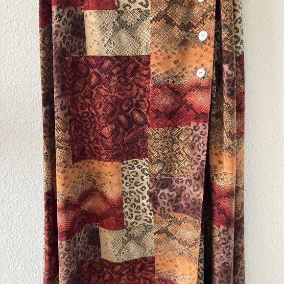 Vintage 90's Skirt Size 4 (XS) Red Multicolor Animal Print Long Artsy Retro Boho - Picture 6 of 16
